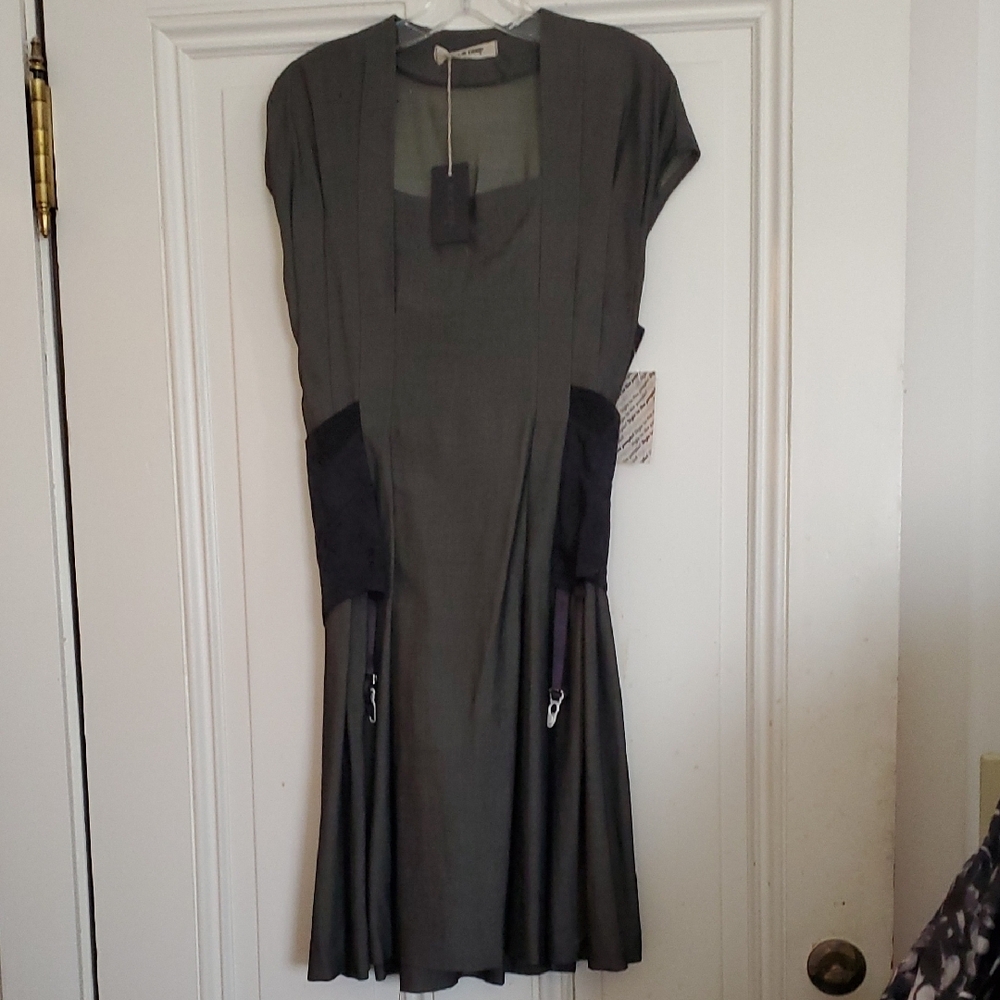 sz 42 Blue Deep Made In Italy Elegant Gray Dress With Corset